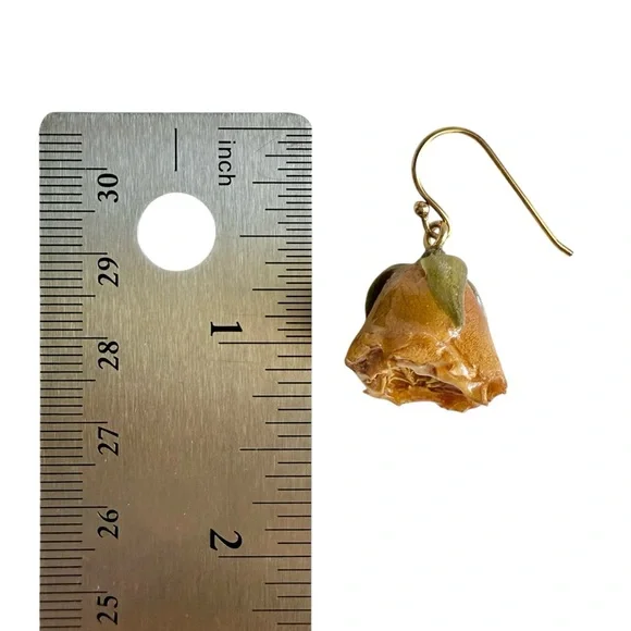 Dauphinette Preserved Flower Earrings Buttercup Rosebud Purple Wisteria - Picture 4 of 9